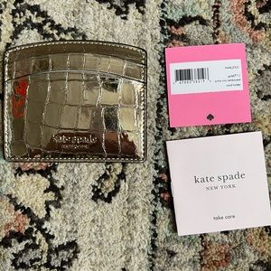 NWT Kate Spade Sylvia croc embossed card holder